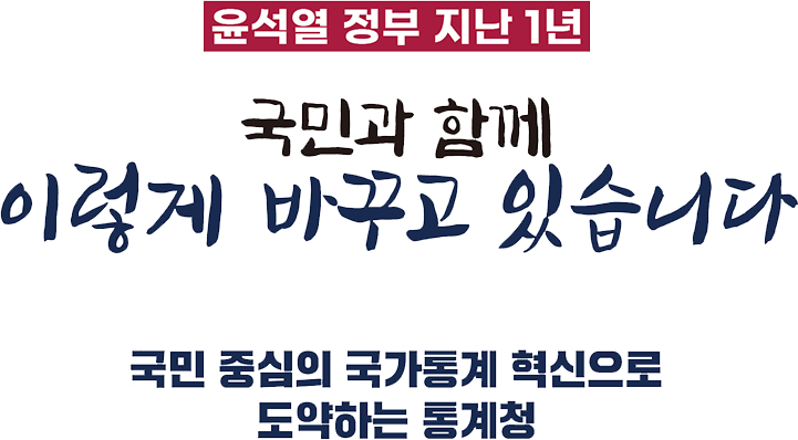 윤석열 정부 지난 1년 국민과 함께 이렇게 바꾸고 있습니다. 국민중심의 국가통계 혁신으로 도약하는 통계청